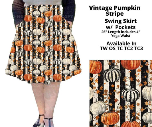 Vintage Pumpkin Stripe Swing Skirt