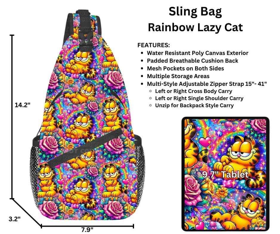 Rainbow Lazy Cat Sling Bag