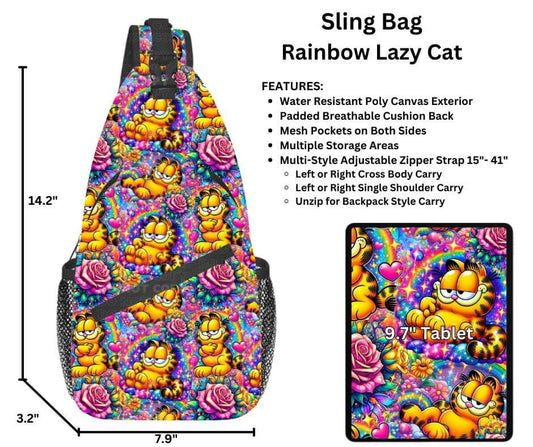 Rainbow Lazy Cat Sling Bag
