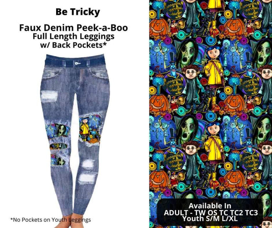 Be Tricky Faux Denim Full Length Peekaboo Leggings