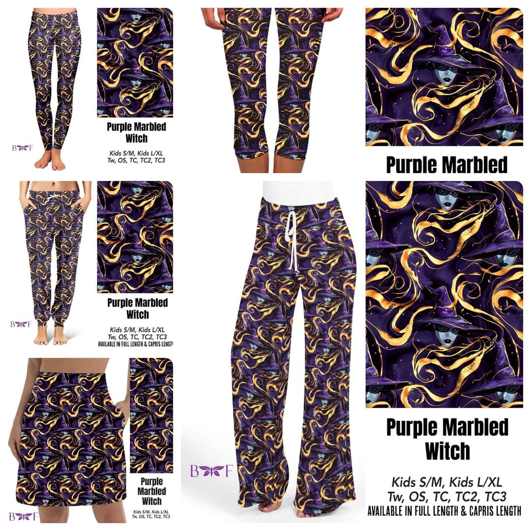 Purple Marbled Witches capris and skorts with pockets