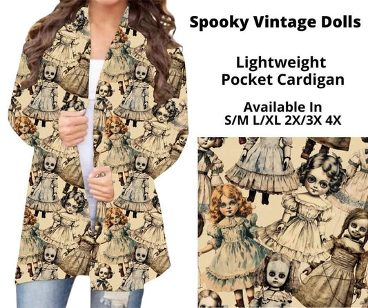 Spooky Vintage Dolls Pocket Cardigan