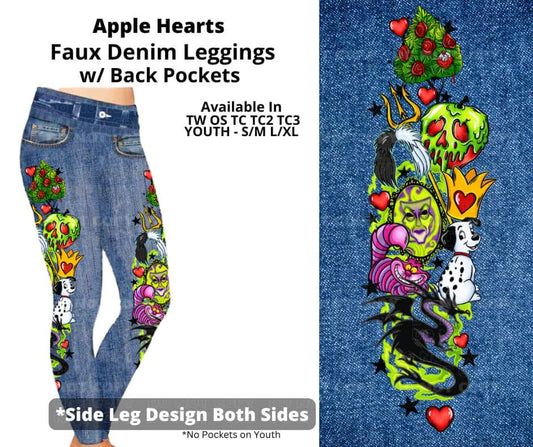 Apple Hearts Full Length Faux Denim w/ Side Leg Designs
