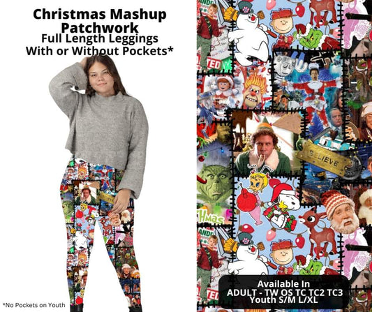 Christmas Mashup Patchwork Full Length Leggings w/ Pockets