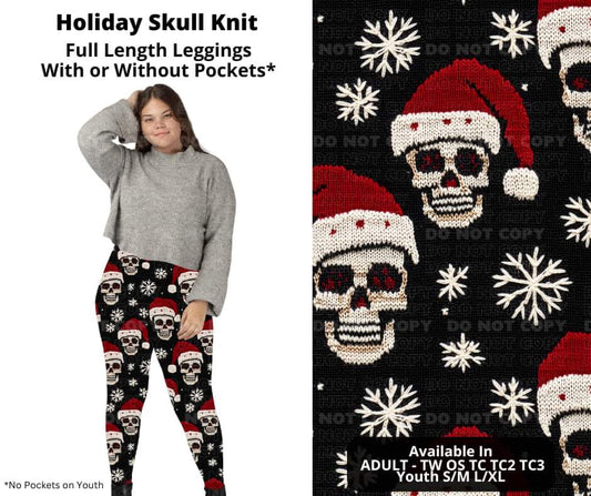 Holiday Skull Knit Full Length Leggings w/ Pockets