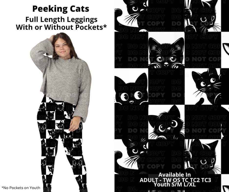 Peeking Cats Full Length Leggings w/ Pockets