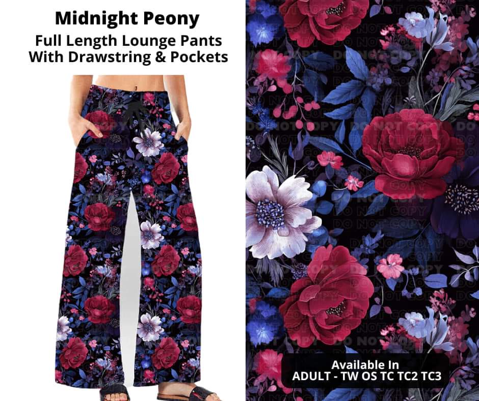 Midnight Peony Full Length Lounge Pants