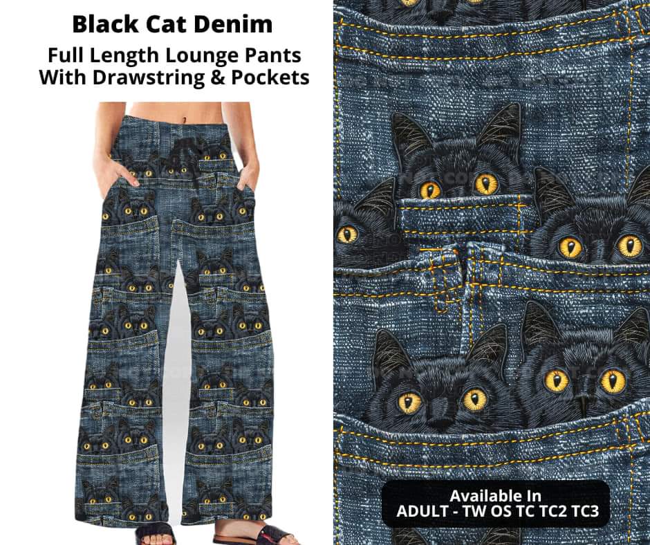 Black Cat Denim Full Length Lounge Pants
