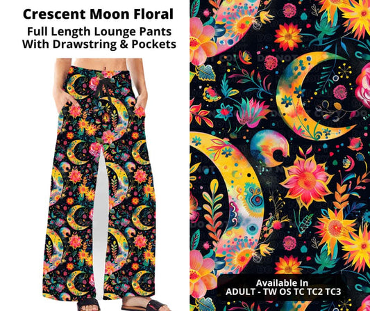 Crescent Moon Floral Full Length Lounge Pants