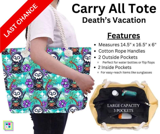 Death's Vacation Carry All Tote w/ Zipper