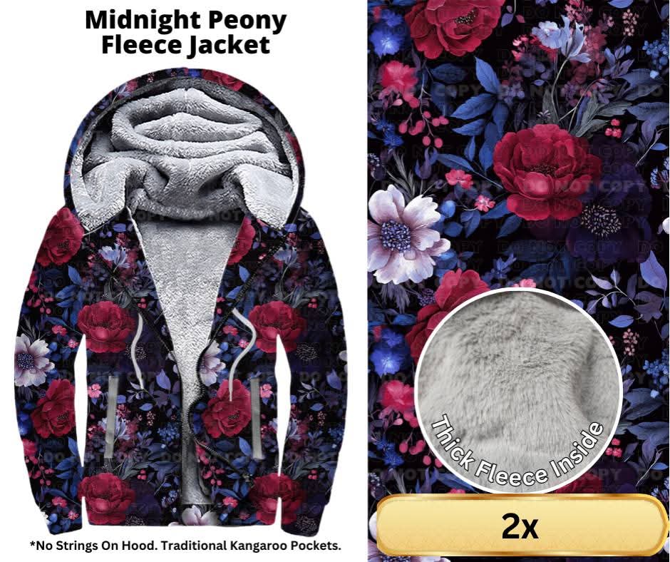 Midnight Peony Fleece Jackets