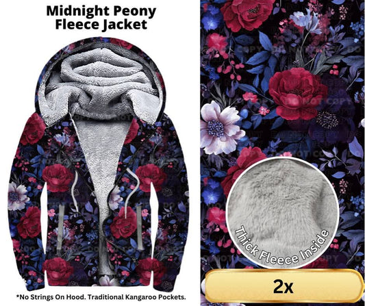 Midnight Peony Fleece Jackets