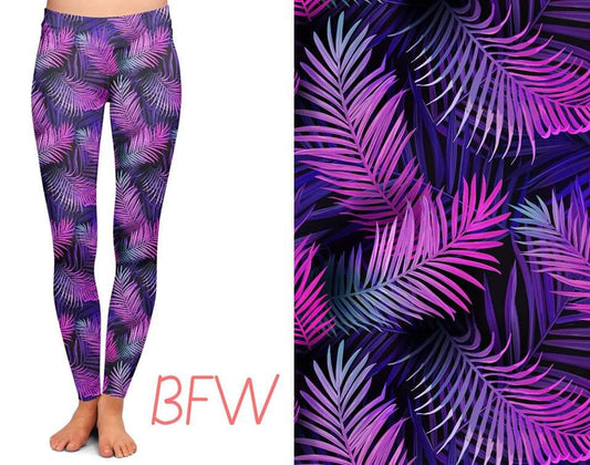 Purple Palm shorts with pockets