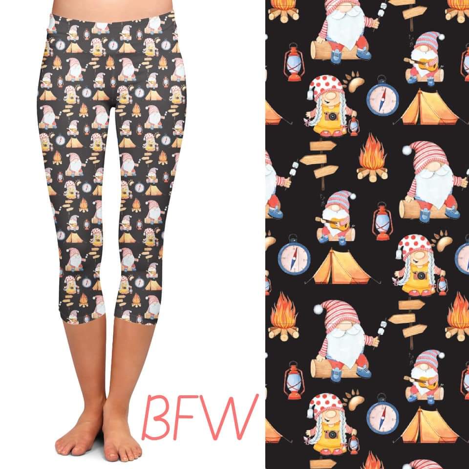 Camping Gnomes leggings, capris and shorts with pockets