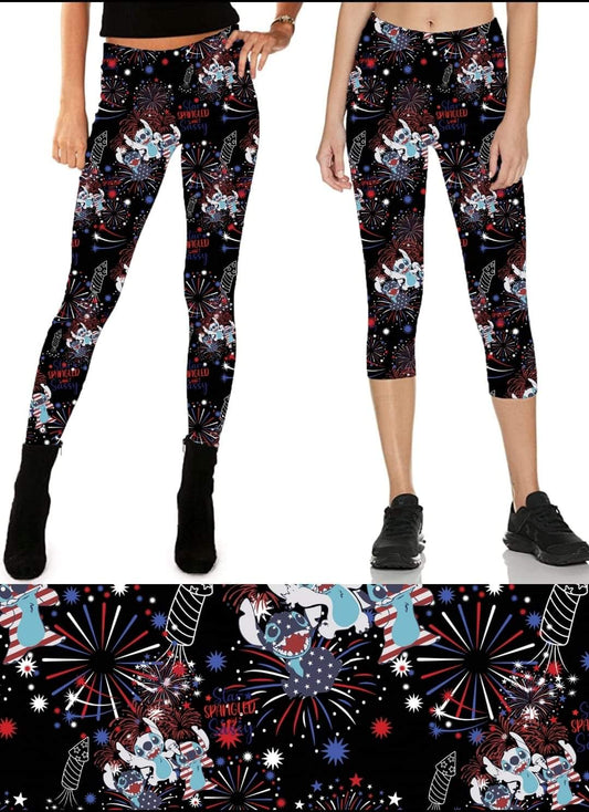 American blue alien capri joggers, Capris, Leggings, Capri Lounge Pants, Shorts in 4" & 7" inseams.