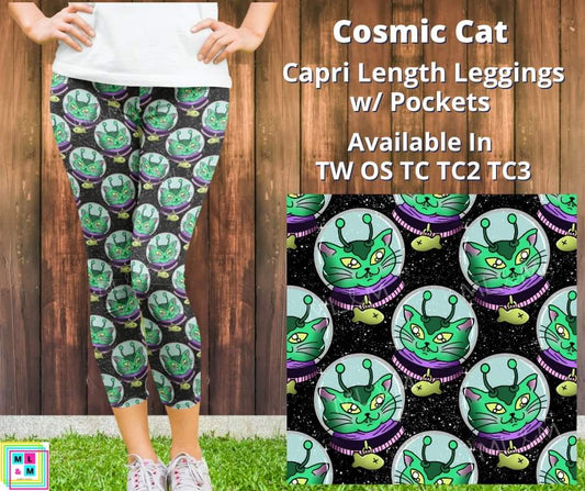 Cosmic Cat Capri Leggings w/ Pockets