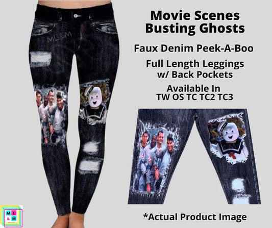 Busting Ghosts Faux Denim Full Length