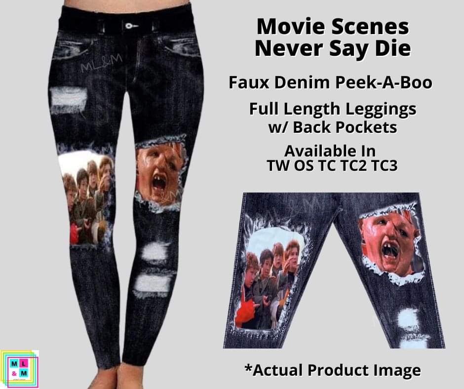 Never Say Die Faux Denim Full Length