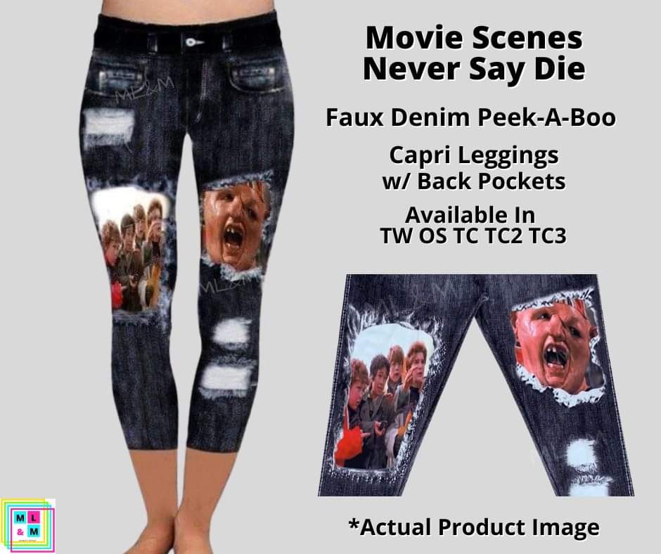 Never Say Die Faux Denim Capris