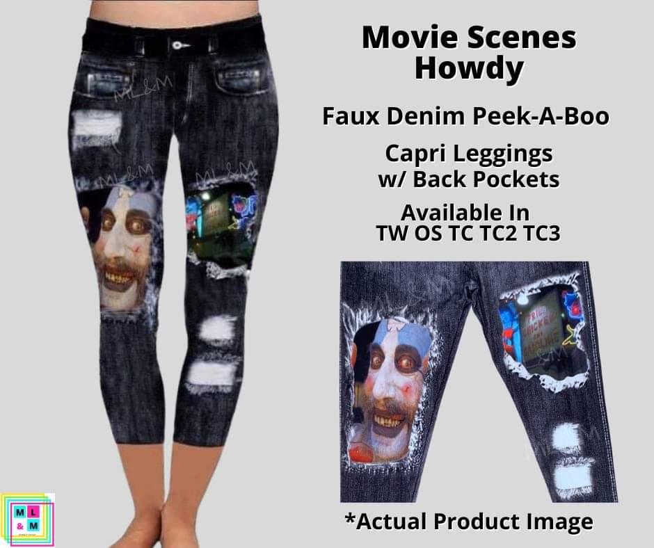 Howdy Faux Denim Capris