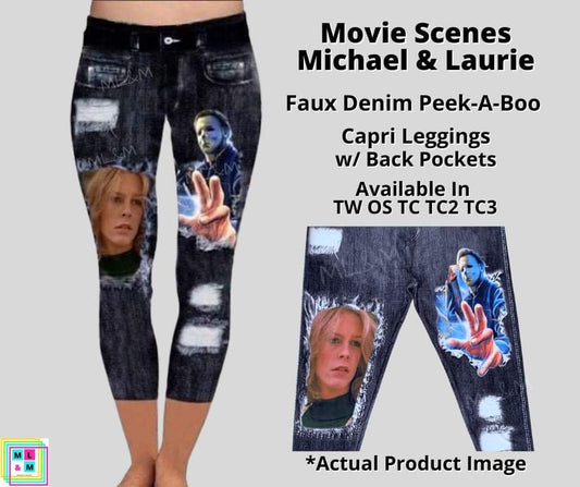 Michael & Laurie Faux Denim Capris