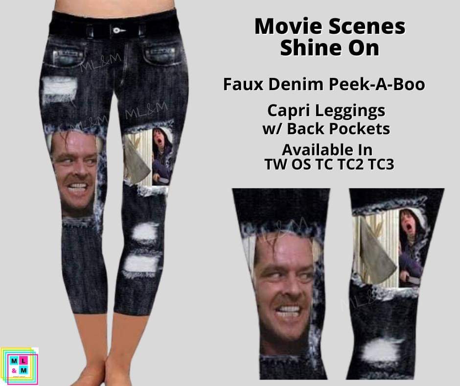 Shine On Faux Denim Capris