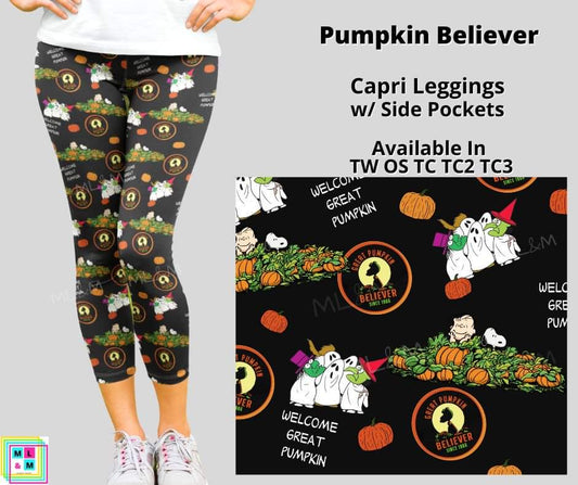 Pumpkin Believer Capri Leggings w/ Pockets