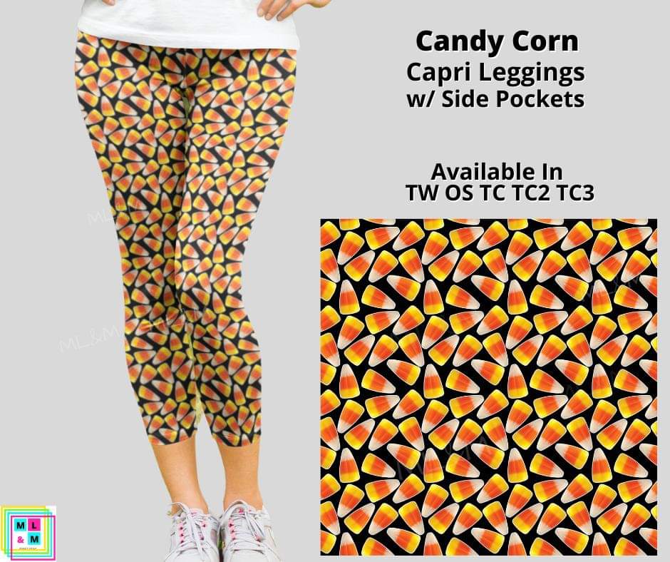 Candy Corn Capri Leggings w/ Pockets