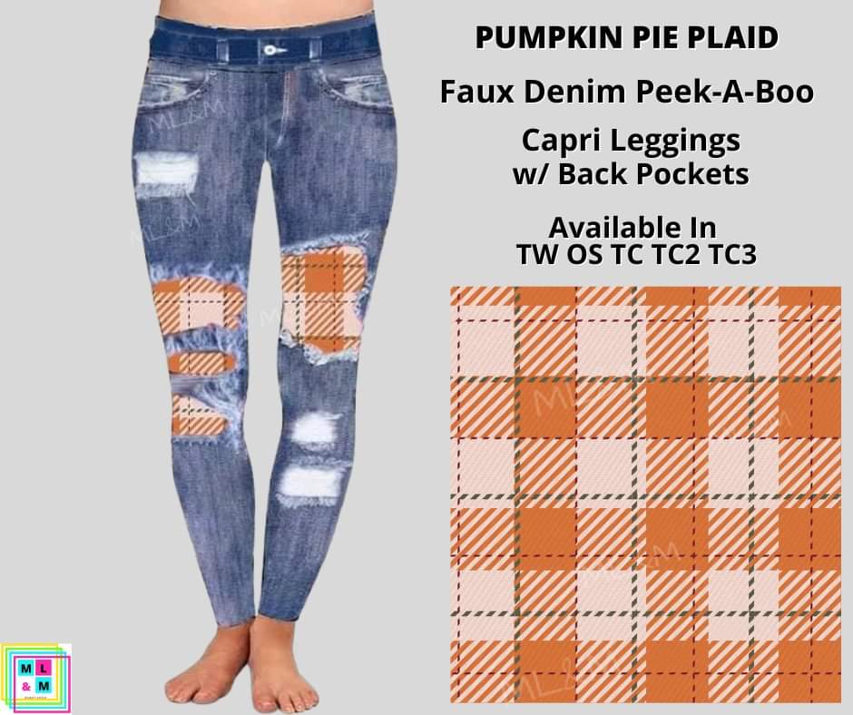 Pumpkin Pie Plaid Faux Denim Full Length
