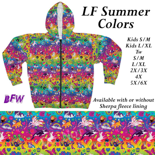 LF Summer colors zip up hoodie with sherpa fleece lining