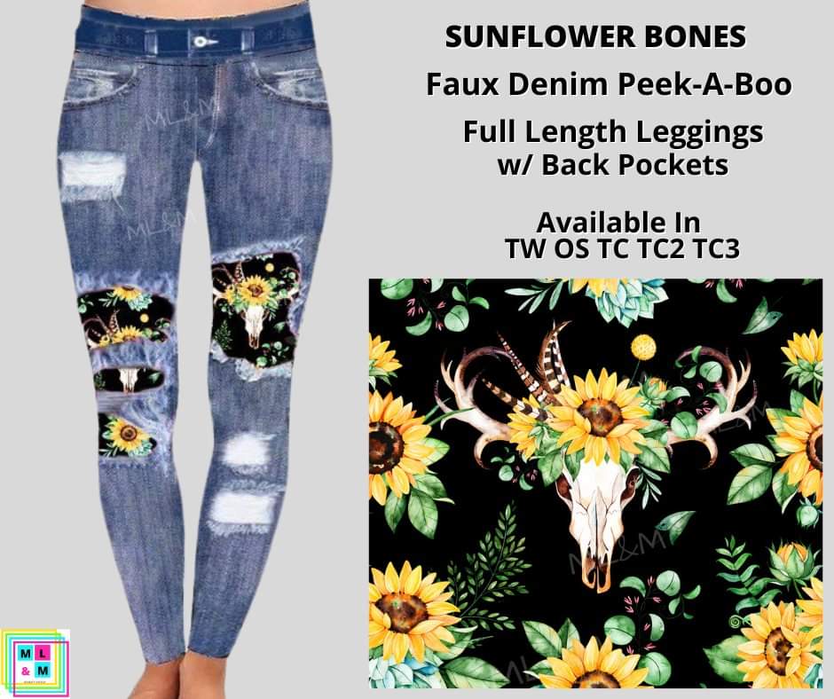 Sunflower Bones Faux Denim Full Length