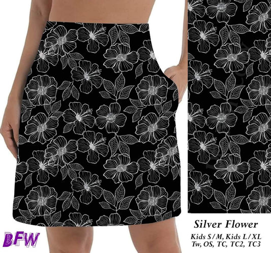 Silver Flower Skort