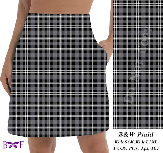 B & W Plaid Skort