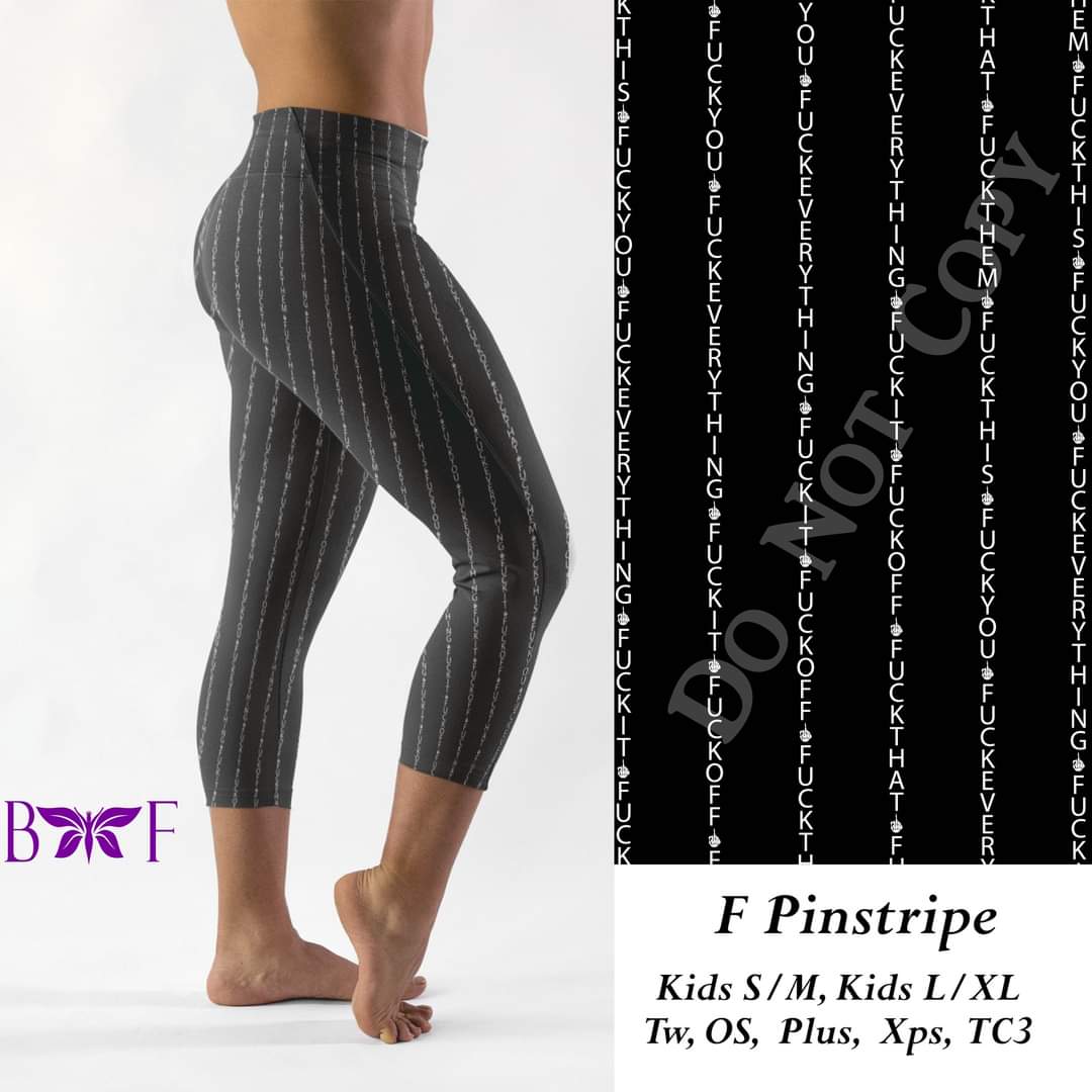 F Pinstripe leggings, Capris with pockets