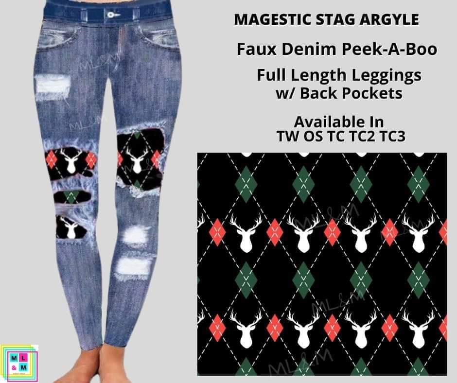 Majestic Stag Argyle Faux Denim Full Length