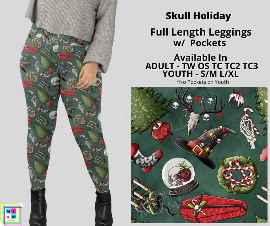 Skull Holiday Full Length Leggings w/ Pockets