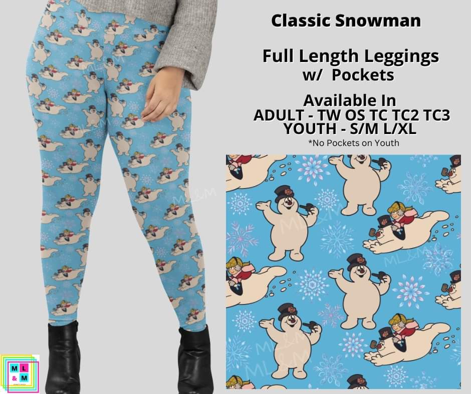 Classic Snowman Full Length Leggings w/ Pockets