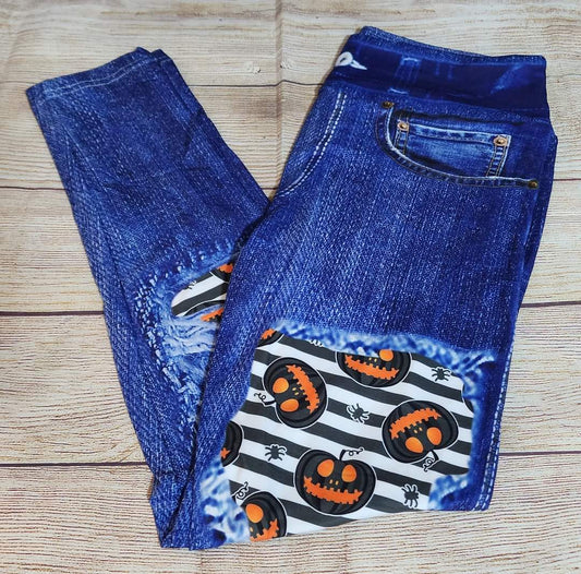 Jack Pumpkin Stripe Faux Denim Full Length