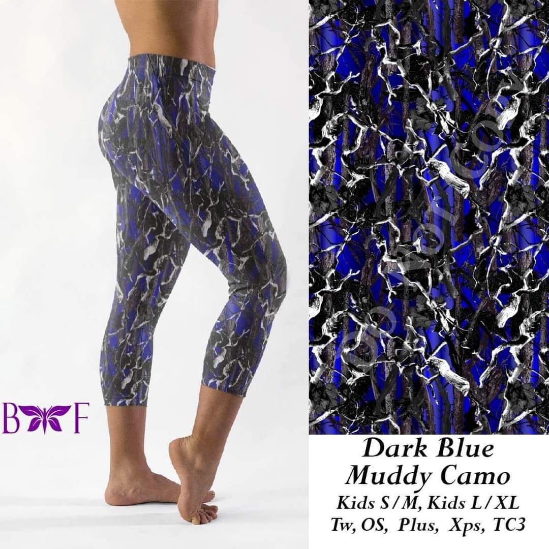 Dark Blue Muddy Camo Leggings