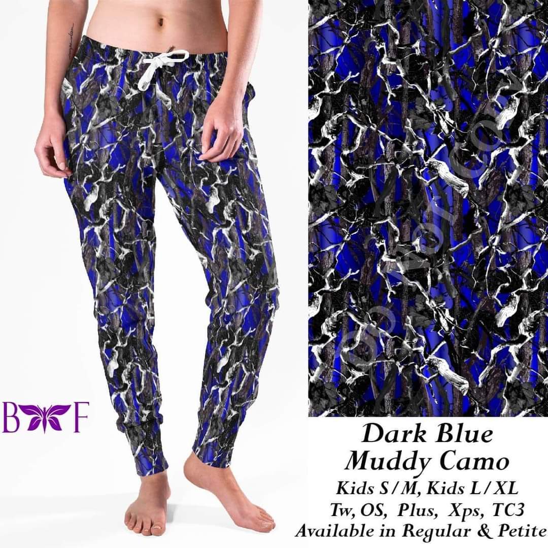 Dark Blue Muddy Camo Leggings