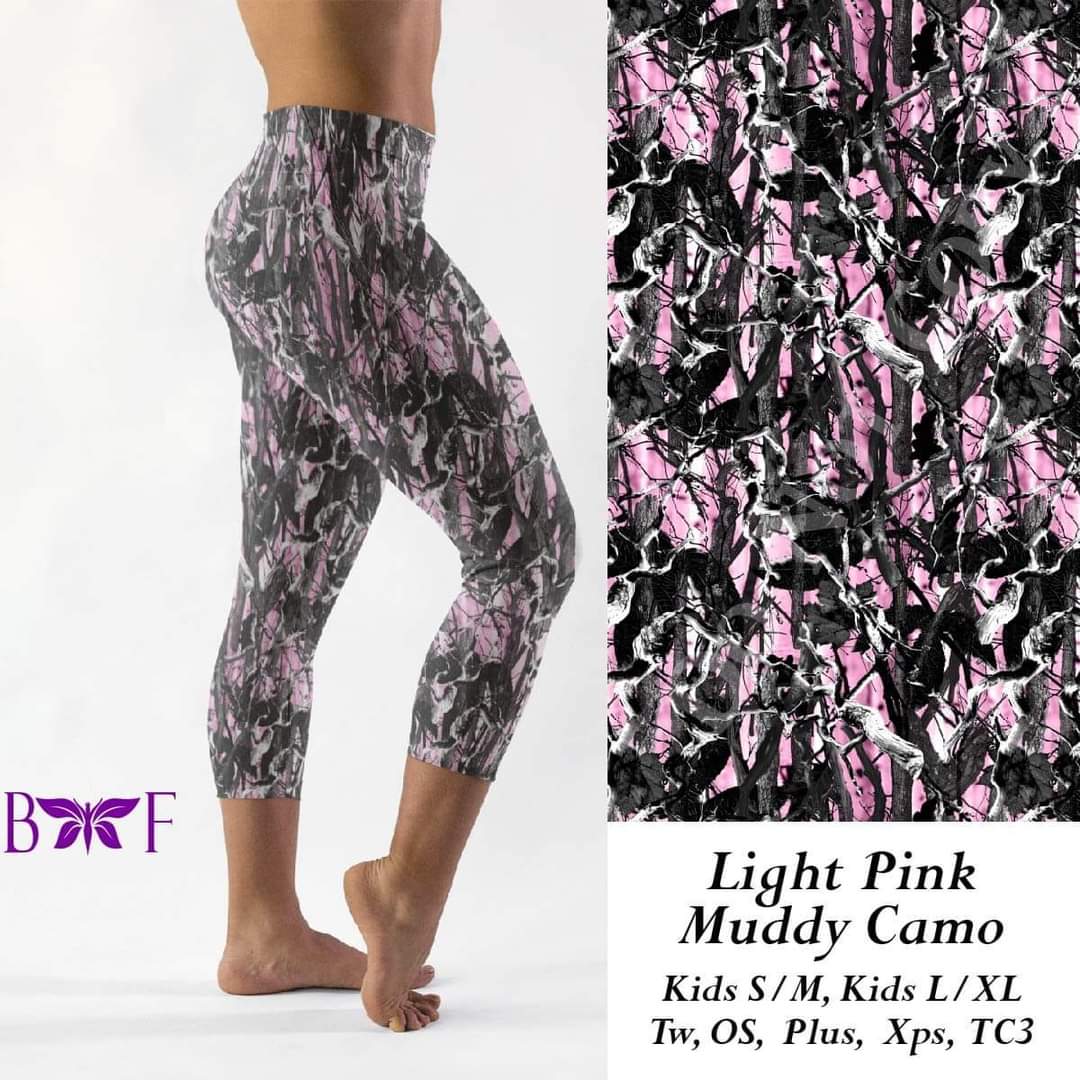 Light Pink Muddy camo capri