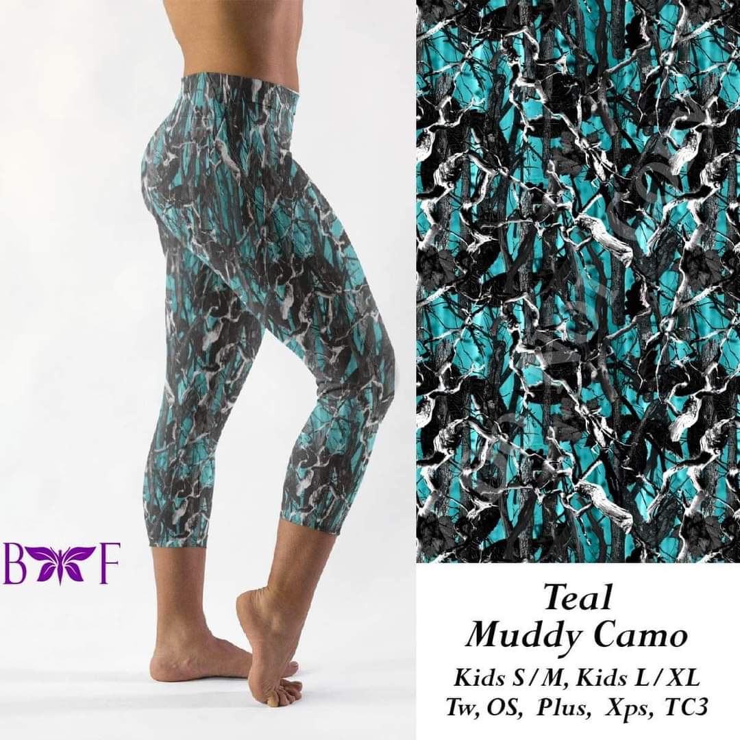 Teal Muddy Camo Leggings, Loungers & Joggers.