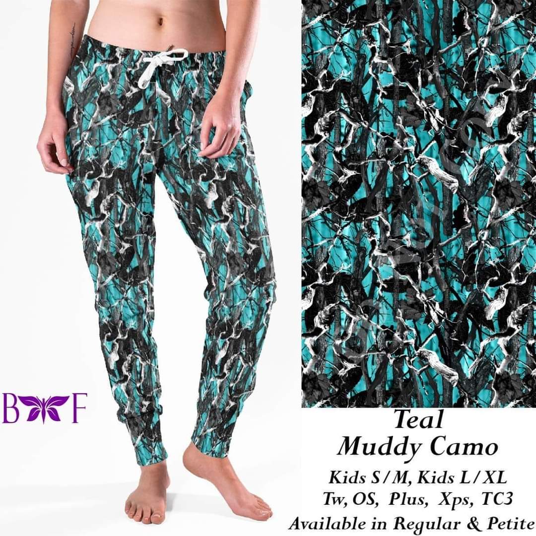 Teal Muddy Camo Leggings, Loungers & Joggers.