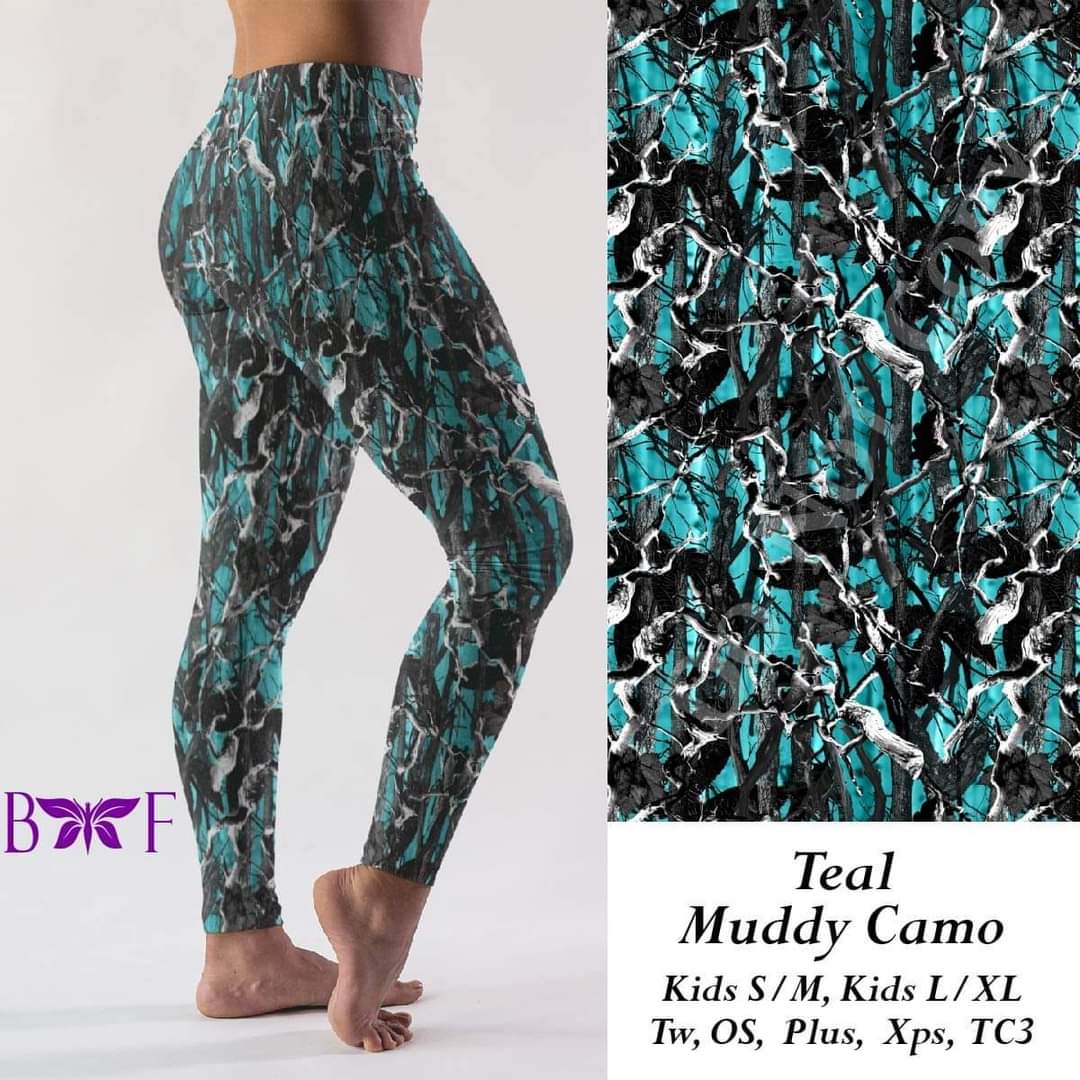 Teal Muddy Camo Leggings, Loungers & Joggers.