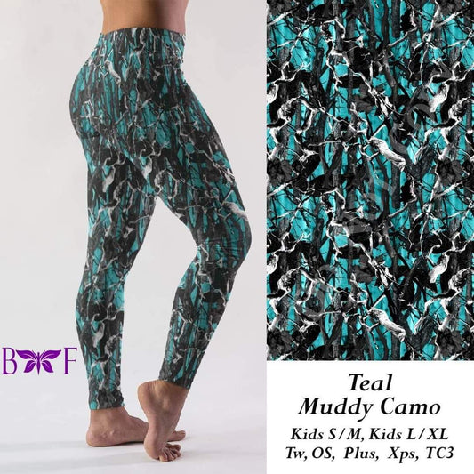 Teal Muddy Camo Leggings, Loungers & Joggers.