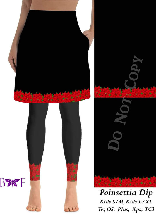 Poinsettia skirted leggings