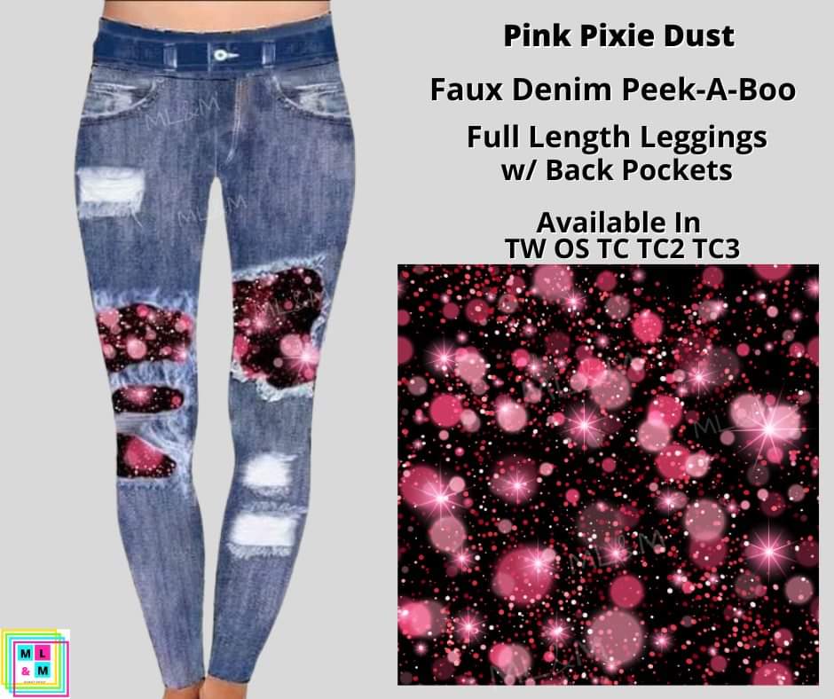 Pink Pixie Dust Faux Denim Full Length