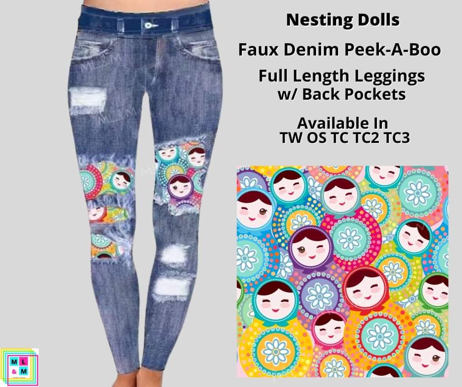 Nesting Dolls Faux Denim Full Length