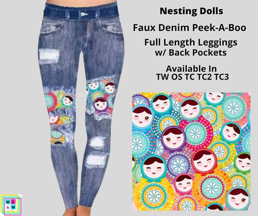 Nesting Dolls Faux Denim Full Length
