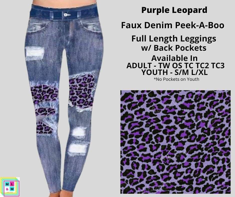 Purple Leopard Faux Denim Full Length